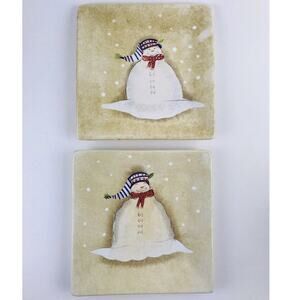 Oneida “SNOWMATES" Square Dessert/Salad Plates 8” Debbie Taylor, Ivory Set 2